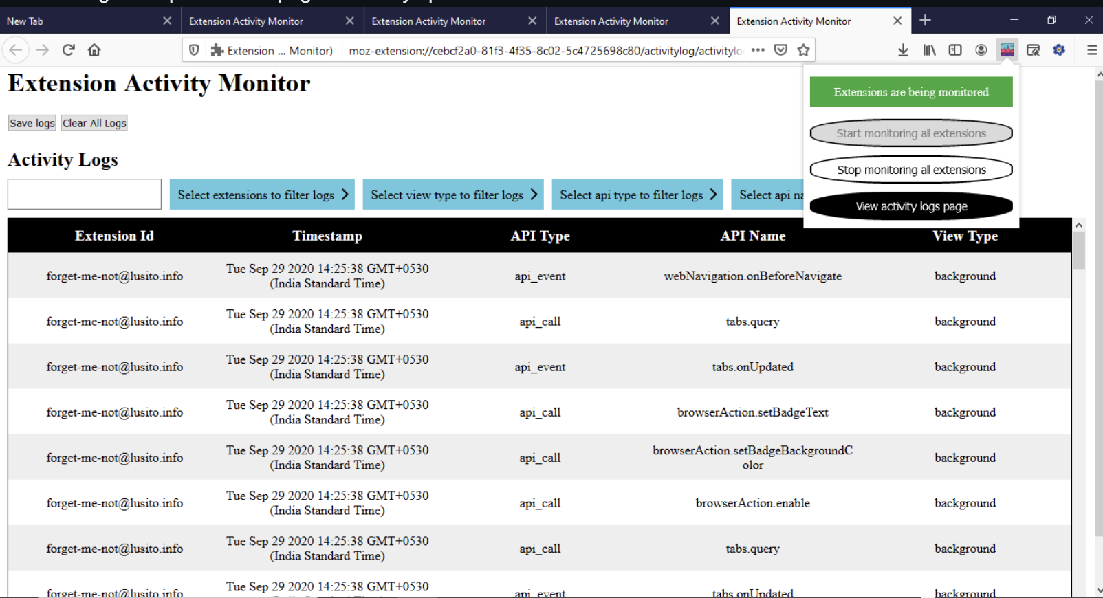 Webextension Activity Monitor thumbnail